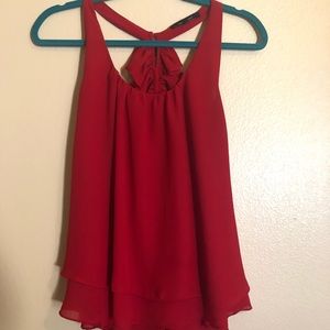 Red ruffle back tank, size medium